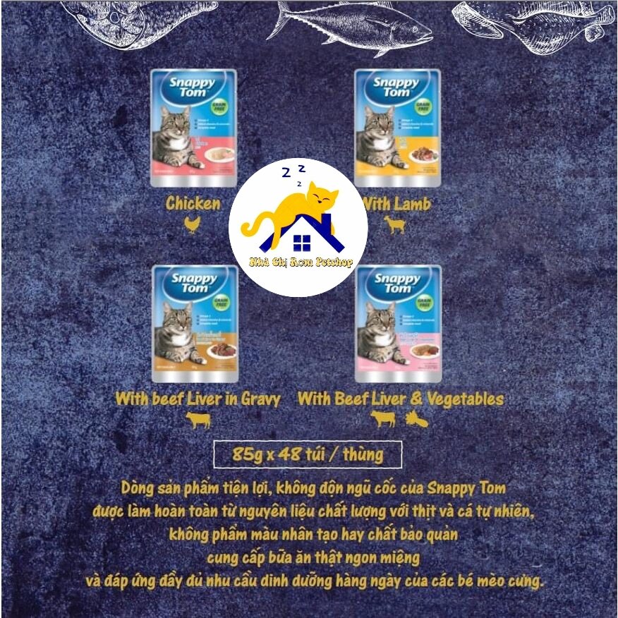 Pate SNAPPY TOM 4 vị cho mèo gói 85g