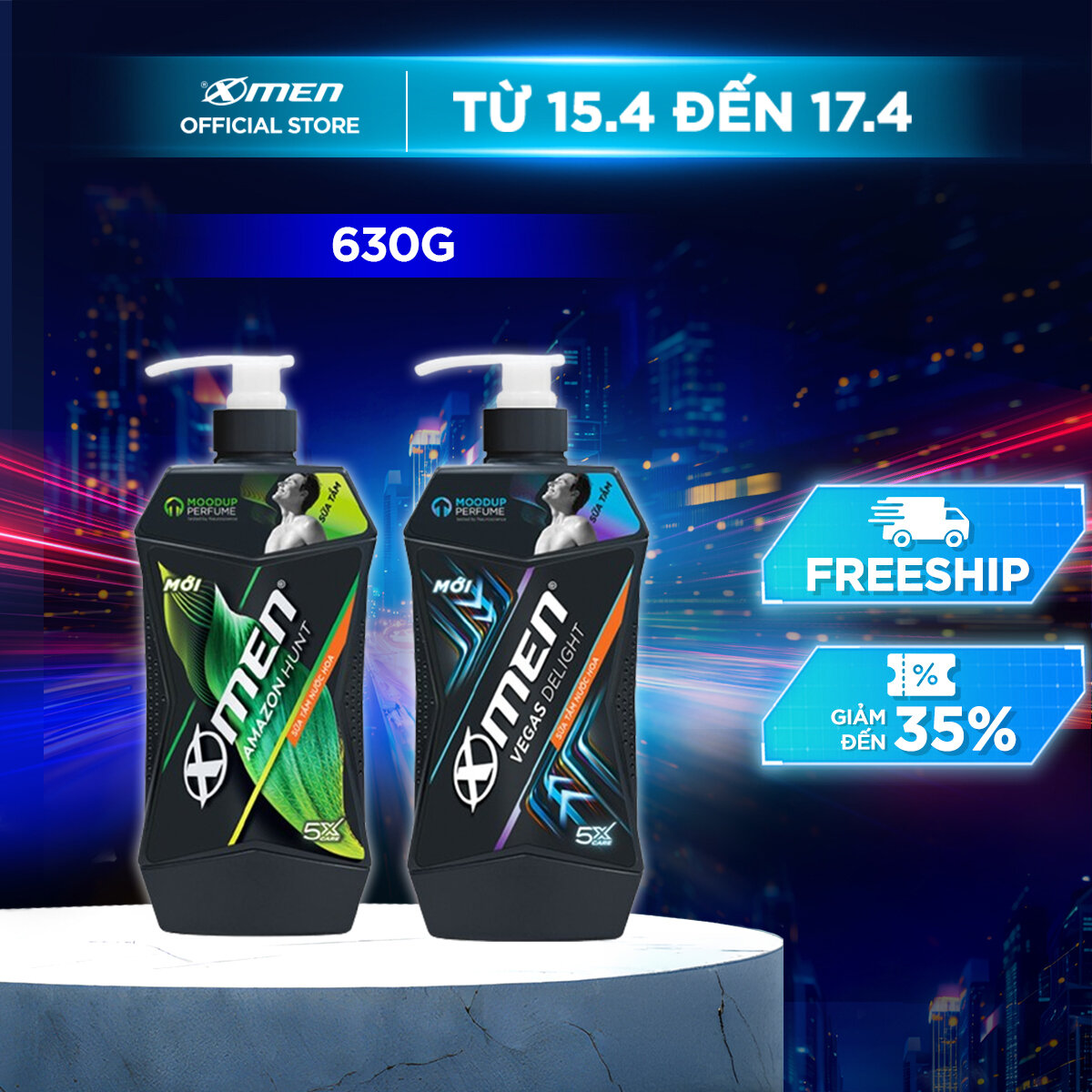 [Mới] Sữa tắm Xmen Amazon Hunt/ Vegas Delight 630g - Công nghệ mùi hương giúp tinh thần phấn chấn