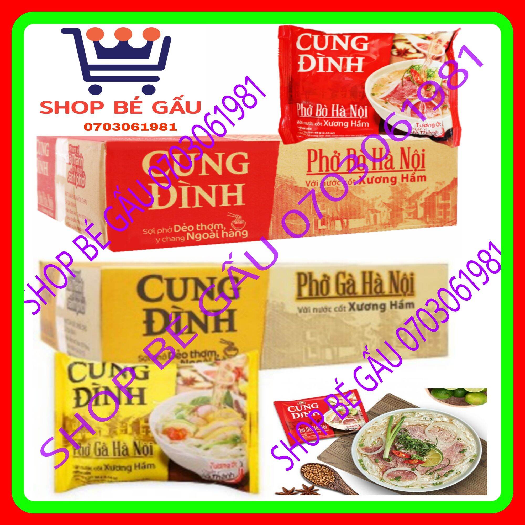 Thùng phở cung đình bò & gà hà nội 30gói x68g