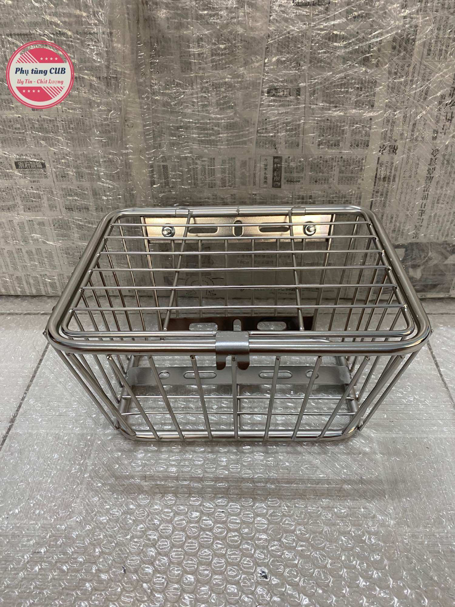 Rổ mini cho xe cub và xe dream bằng inox ( có bát gắn đầy đủ )