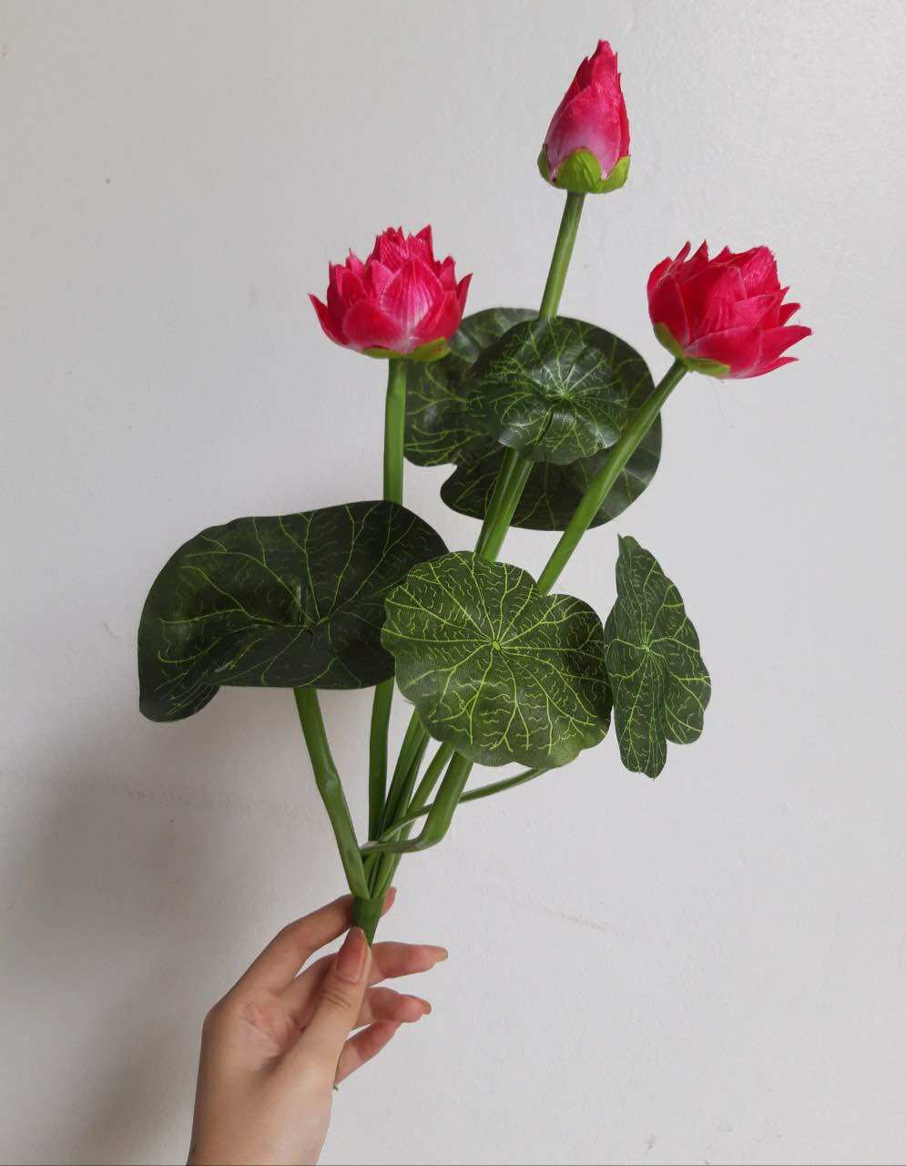 Cành hoa sen thái dài 60cm cao cấp_hoa giả, hoa lụa (kèm video thật)