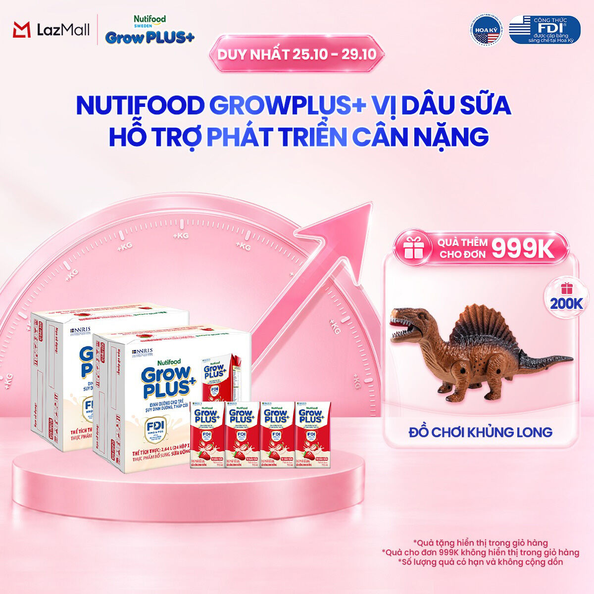 Combo 2 Thùng 24 hộp Sữa nước pha sẵn Nutifood GrowPLUS+ Vị Dâu Sữa hộp 110ml - Hỗ trợ phát triển cân nặng