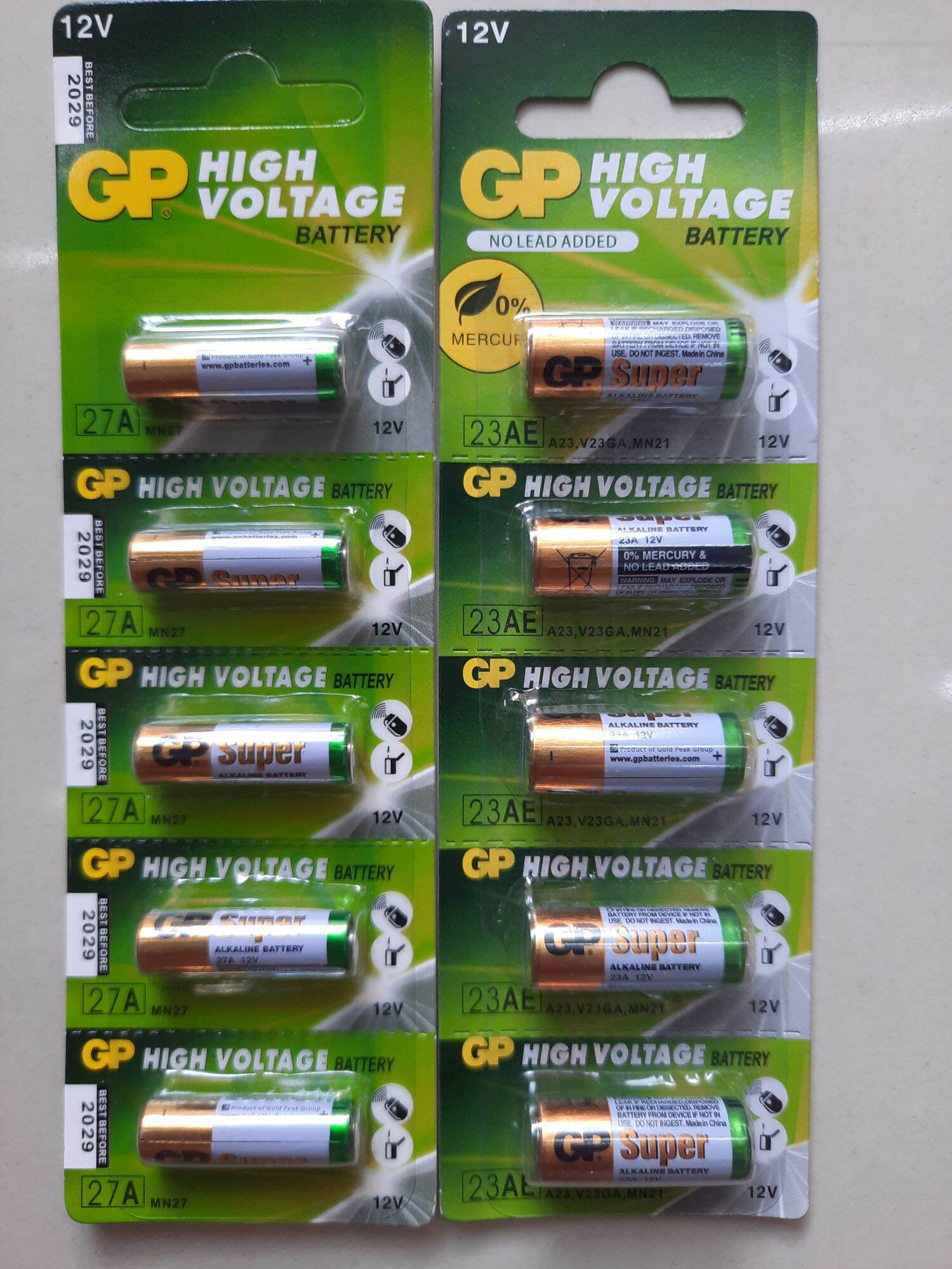 Vĩ 5 viên pin gp 12v 23a, 27a