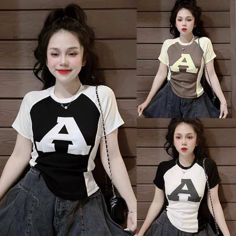 Áo thun body tay ngắn - Áo thun dáng ôm nữ phom trẻ ( giao ngẫu nhiên màu )