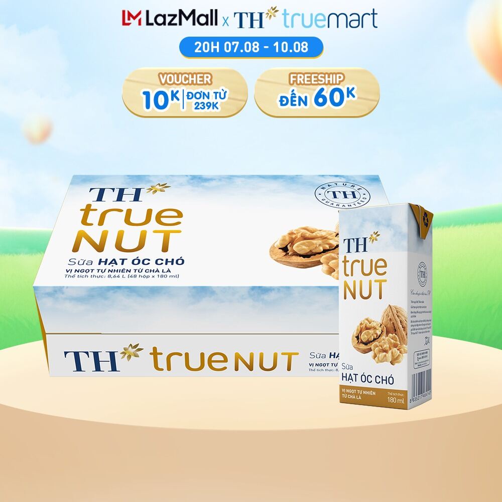 Thùng 48 hộp sữa hạt óc chó TH true NUT 180 ml (180 ml x 48)