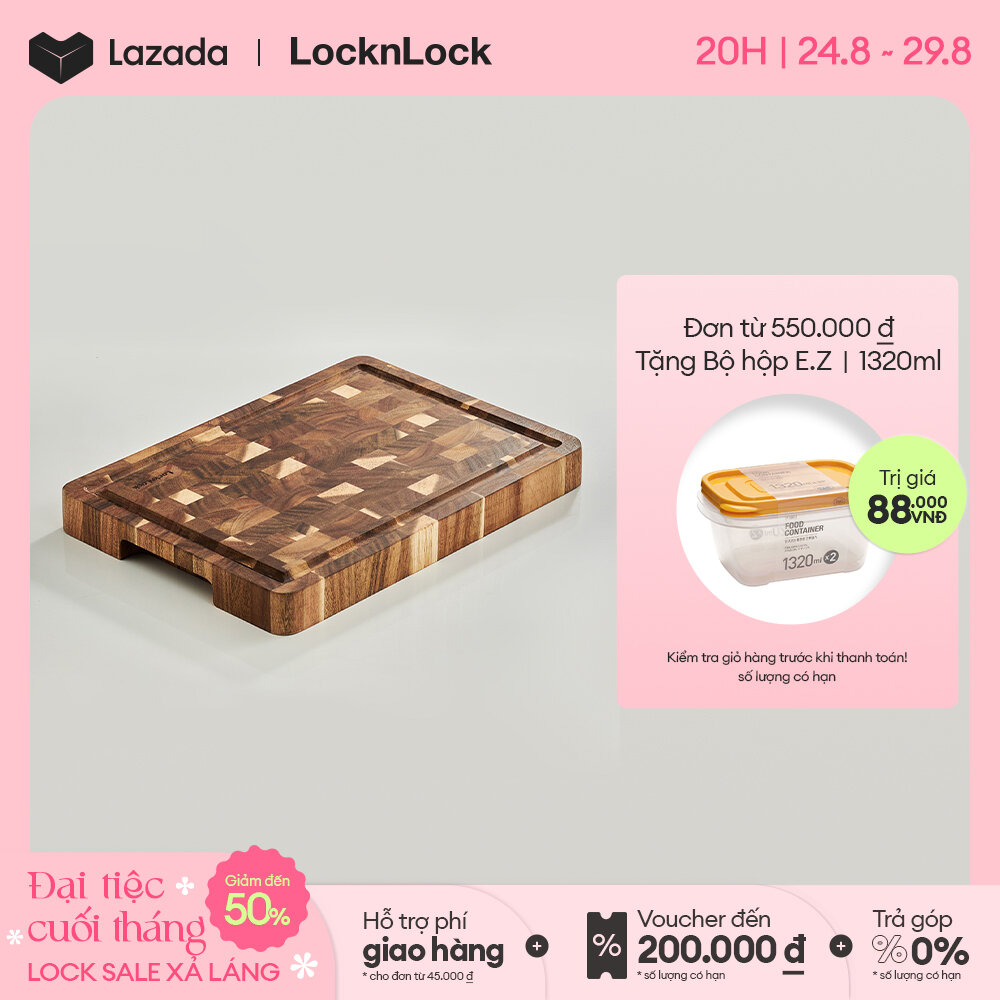 Thớt gỗ tràm lock&lock ckd076 - màu gỗ tự nhiên - dày 35mm - làm từ gỗ tràm tự nhiên - 35x25x3.5cm