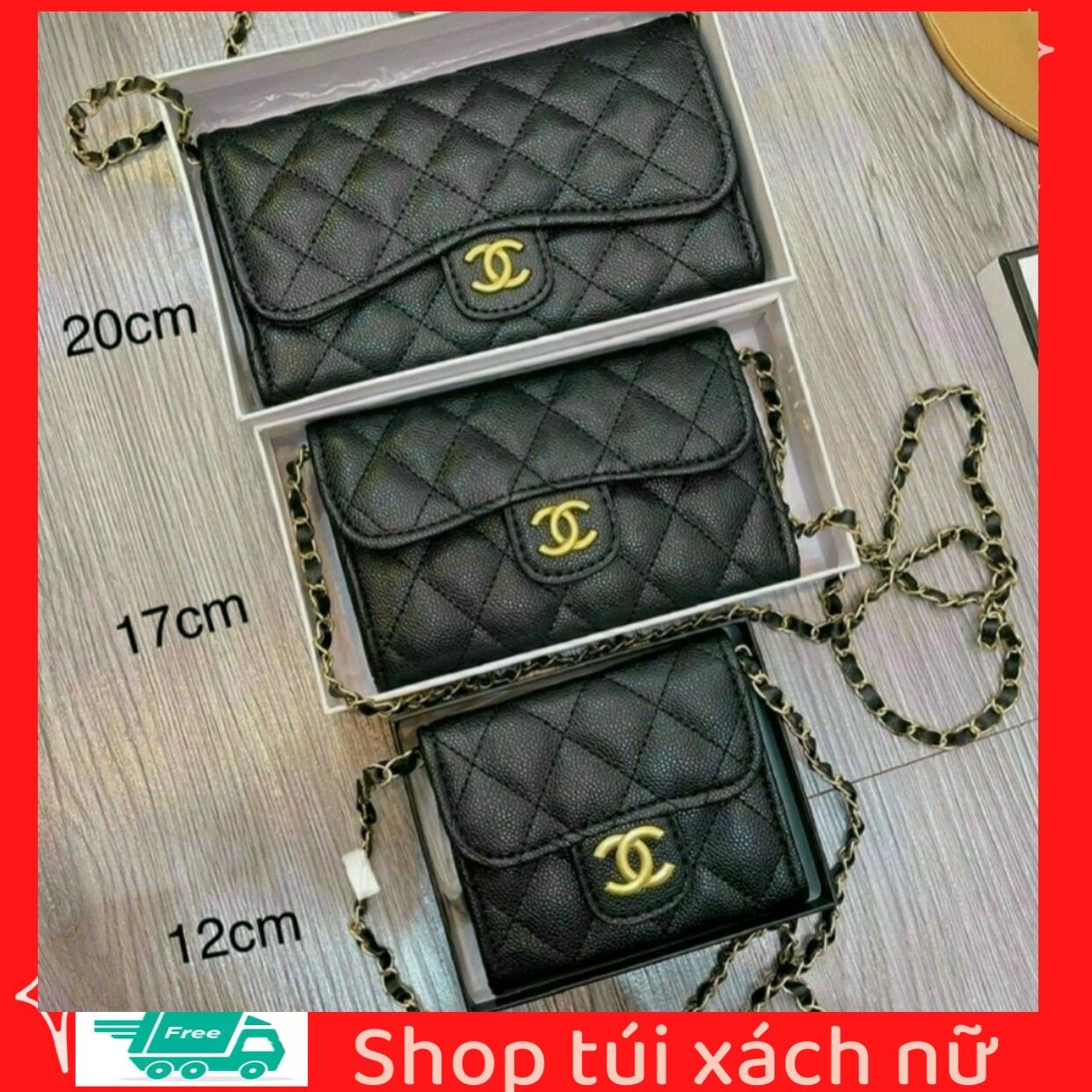 Túi đeo chéo kèm hộp có 3size 12 -18-21
