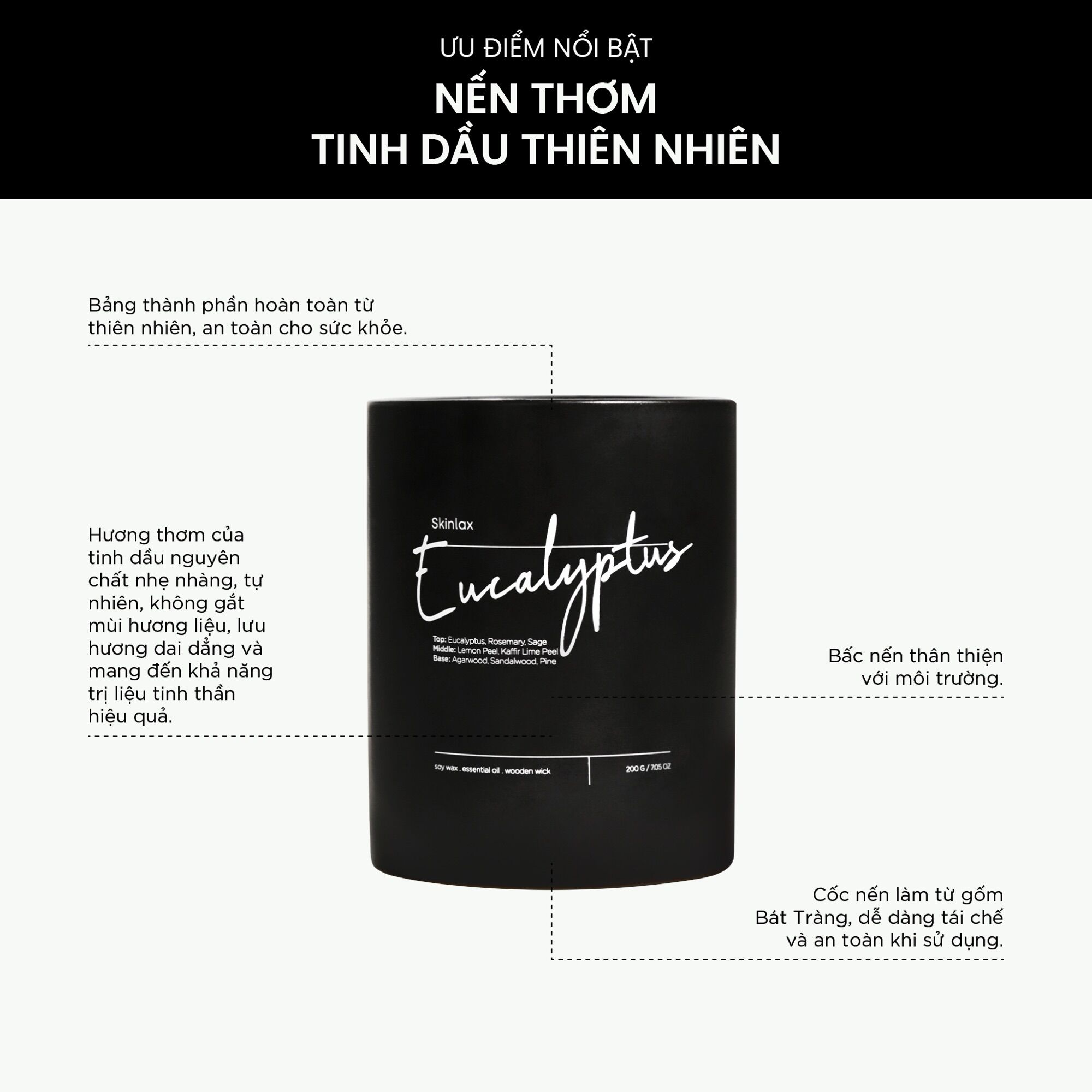 Nến Thơm Tinh Dầu Trị Liệu SKINLAX ( 200g )