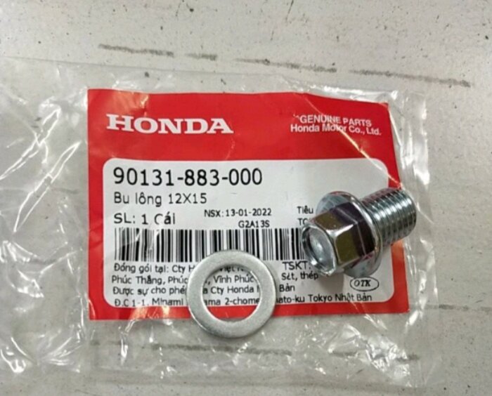 Ốc xả nhớt + long đền nhôm zin chính hãng honda
