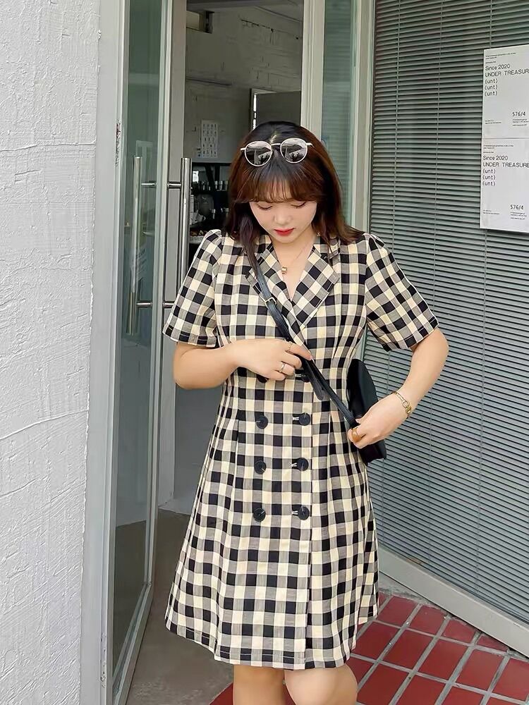 đầm caro bigsize cao cấp (thời trang bigsize) VT02-0122