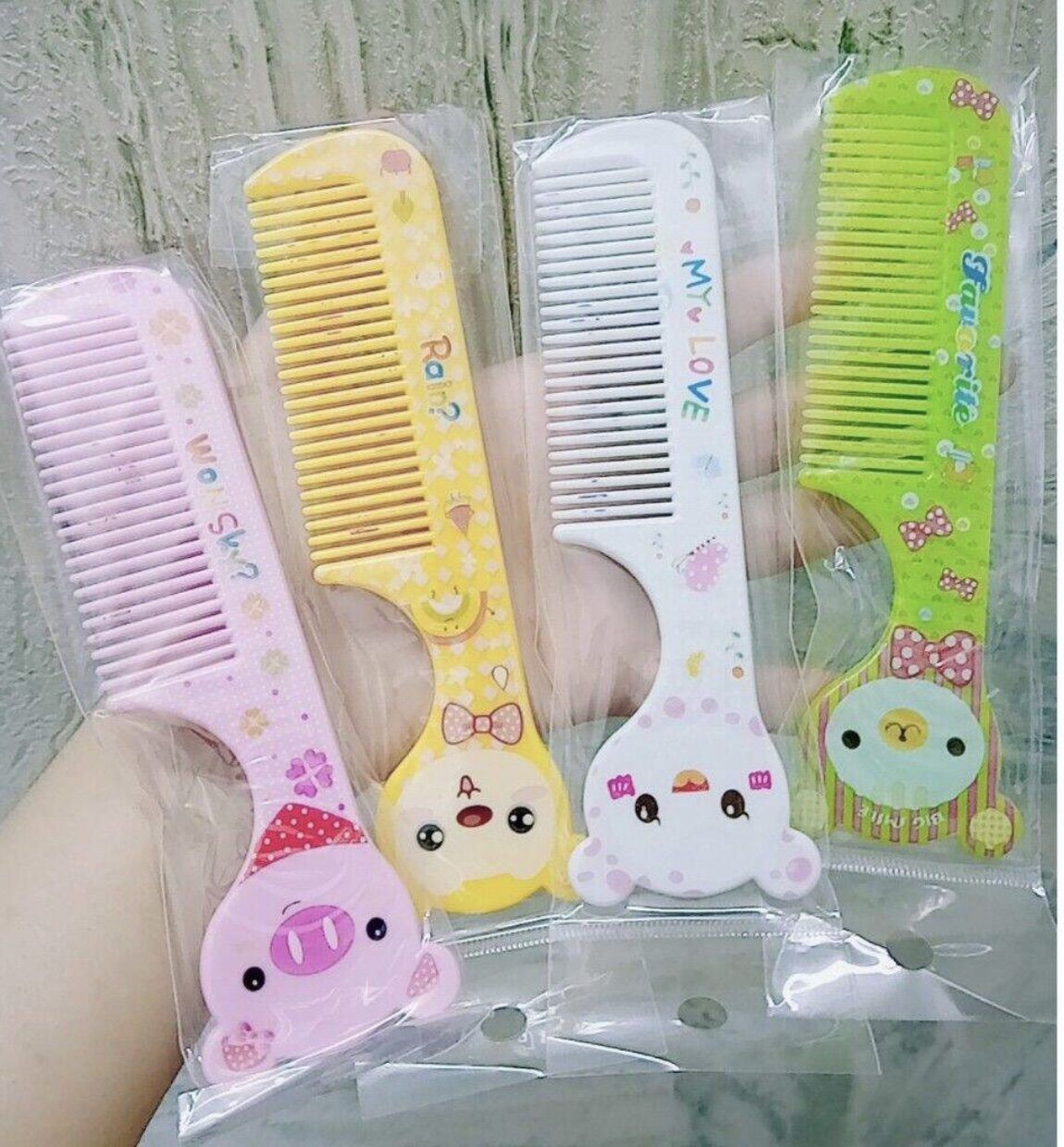 😻 Set 10 Lược Mini Hình Mèo, Bỏ Bóp (Dài 14cm, có 2 Loại)