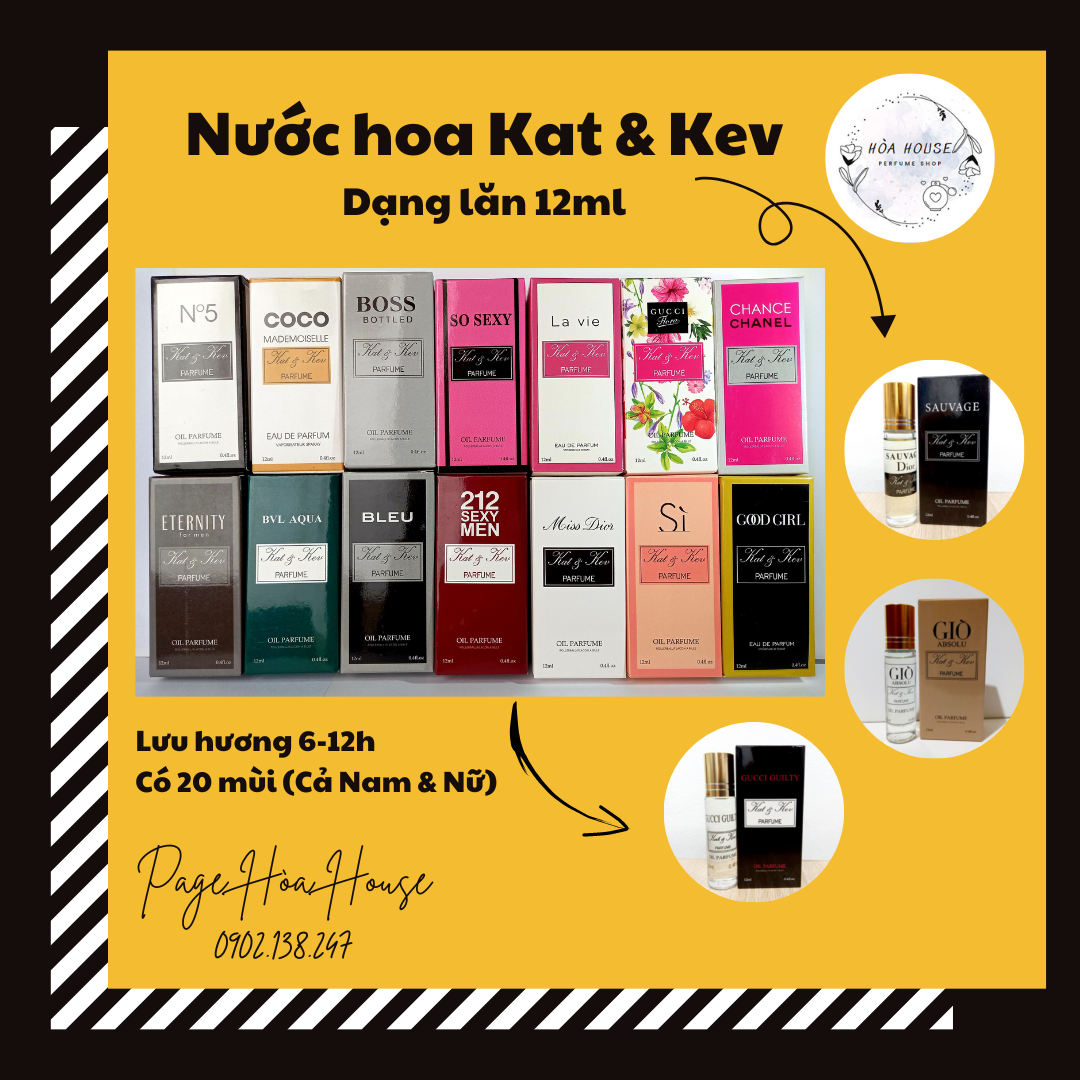 Nước hoa kat & kev dạng lăn 12ml - cho nam & nữ