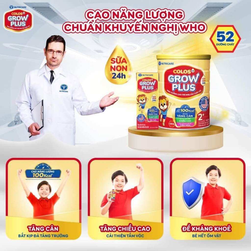 Sữa bột colos growplus đỏ sư tử lon 800g