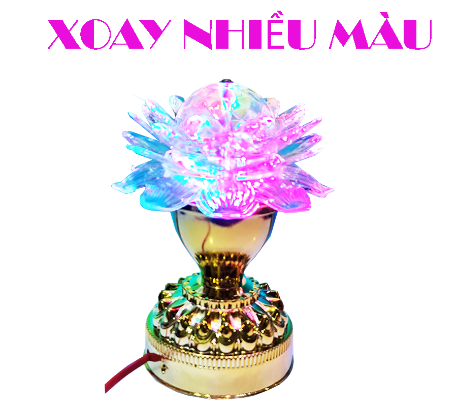 1 cái đèn led hoa sen xoay 7 màu