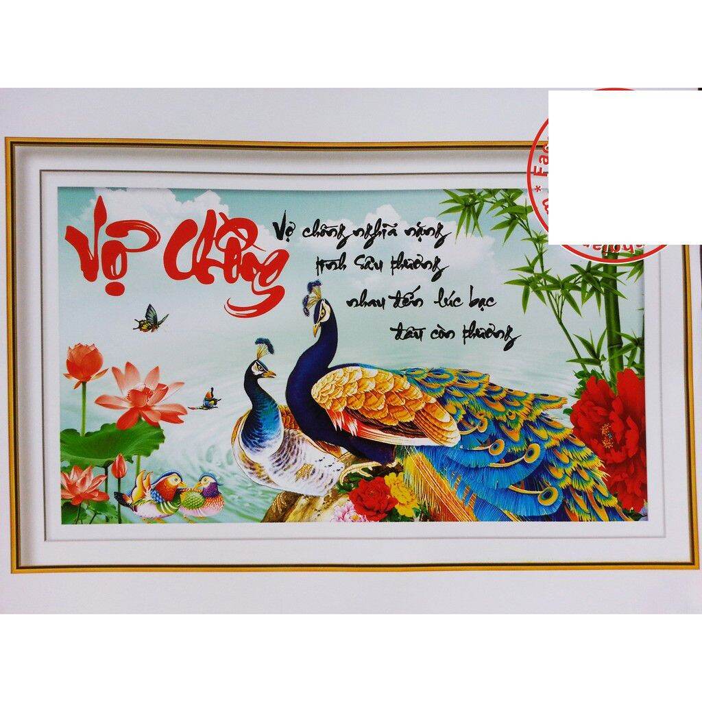 Tranh thêu kín vợ chồng kích thước 75*54cm