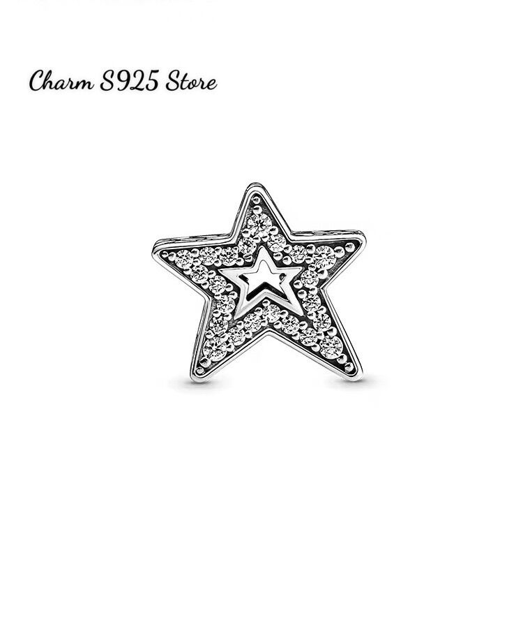 Charm pandora ngôi sao đính đá trắng bạc s925 cao cấp