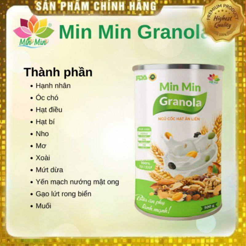 Ngũ Cốc Hạt ăn liền Granola Min Min , ngũ cốc dinh dưỡng ăn liền 500gam