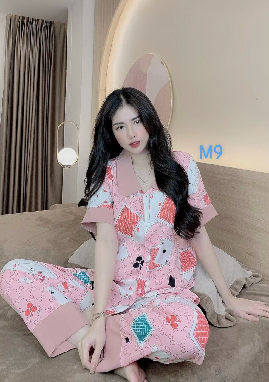 Bộ lụa Pijama loại 1 chất mềm mịn, mát + Ảnh thật ,Bộ Lụa kate thái Tay Ngắn.Bộ đồ nữ