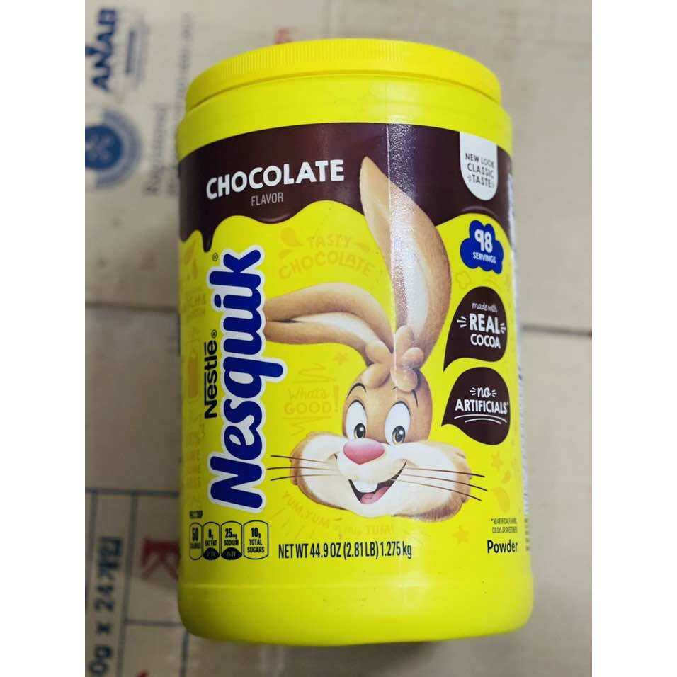 Bột Cacao Nestle Nesquik Chocolate 1.275kg hộp Hạn sử dụng 2025 - USA