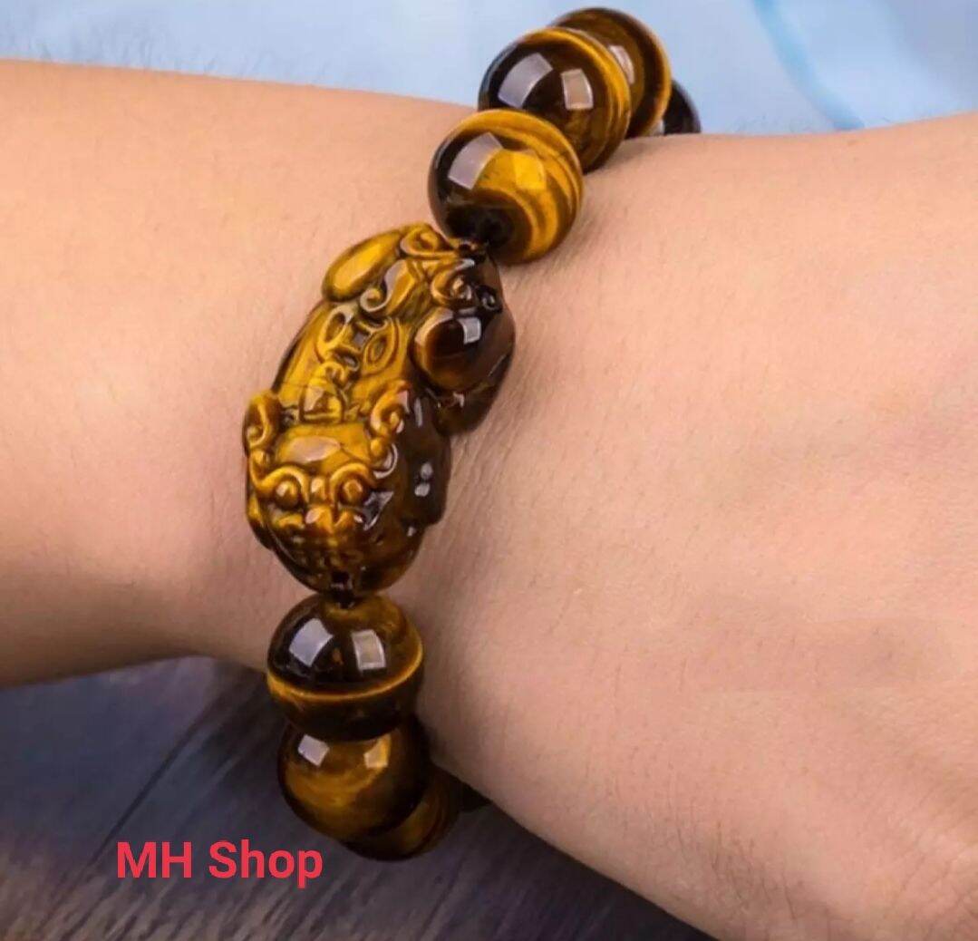 Vòng tay đá mắt hổ tỳ hưu thiên nhiên 08ly