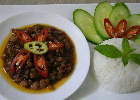 Mắm ruốc khèo thịt ba chỉ xã ớt . ăn với cơm rất ngon .95k/500g