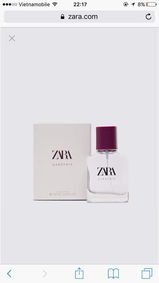 Nước Hoa Zara Chai Gardenia 30ml (Hàng Châu Âu)