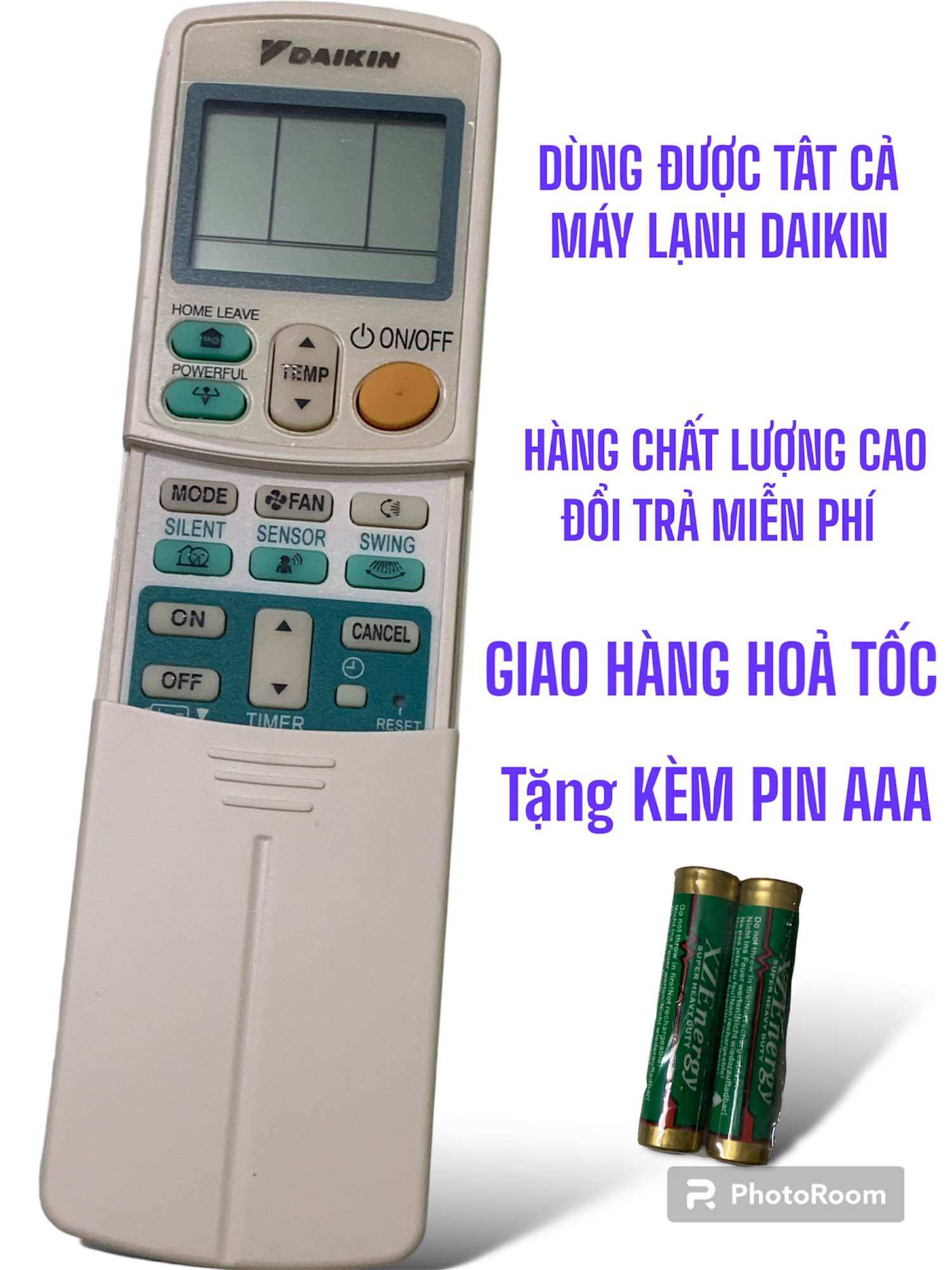 Remote điều khiển máy lạnh daikin đa năng bấm được nhiều đời máy lạnh. hàng cao cấp tặng kèm pin