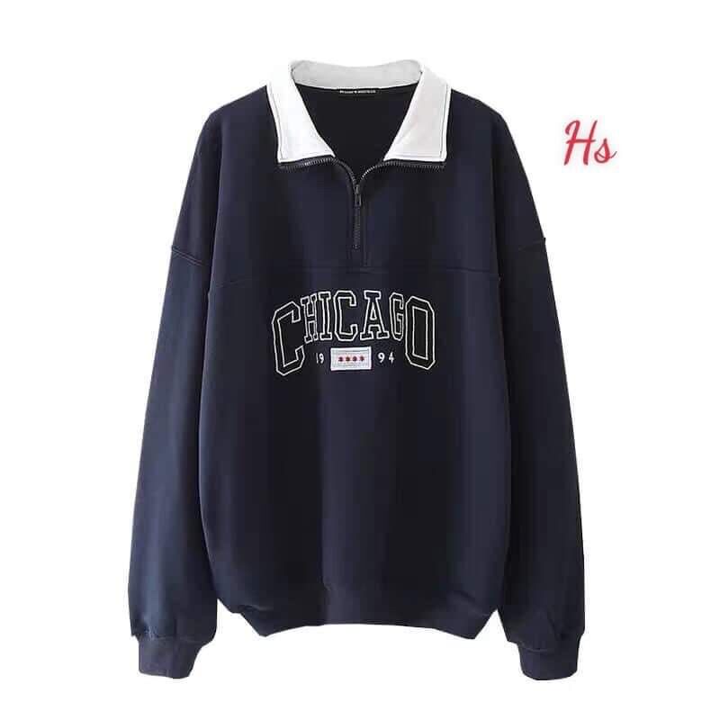 Áo Nỉ Cổ Khoá CHI CAGO 1994, Cổ Bẻ Style Hàn dễ phối đồ ạ