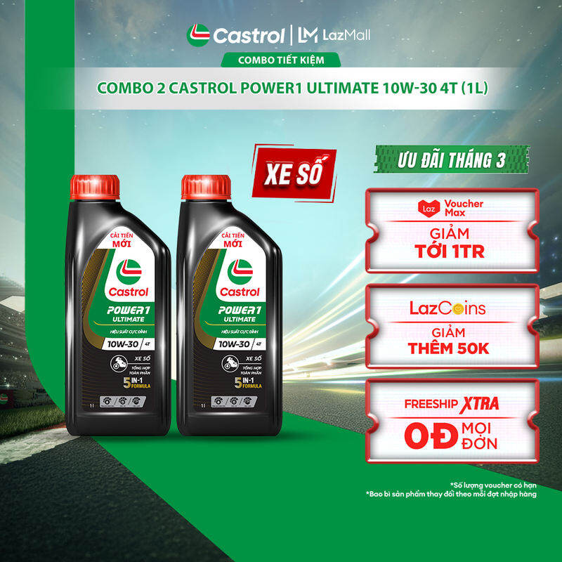 COMBO 2 Dầu nhớt xe số CASTROL POWER1 ULTIMATE 10W-30 4T (1L)