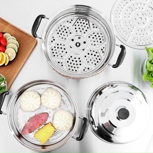 Nồi hấp 3 tầng inox - xửng hấp đa năng 28cm