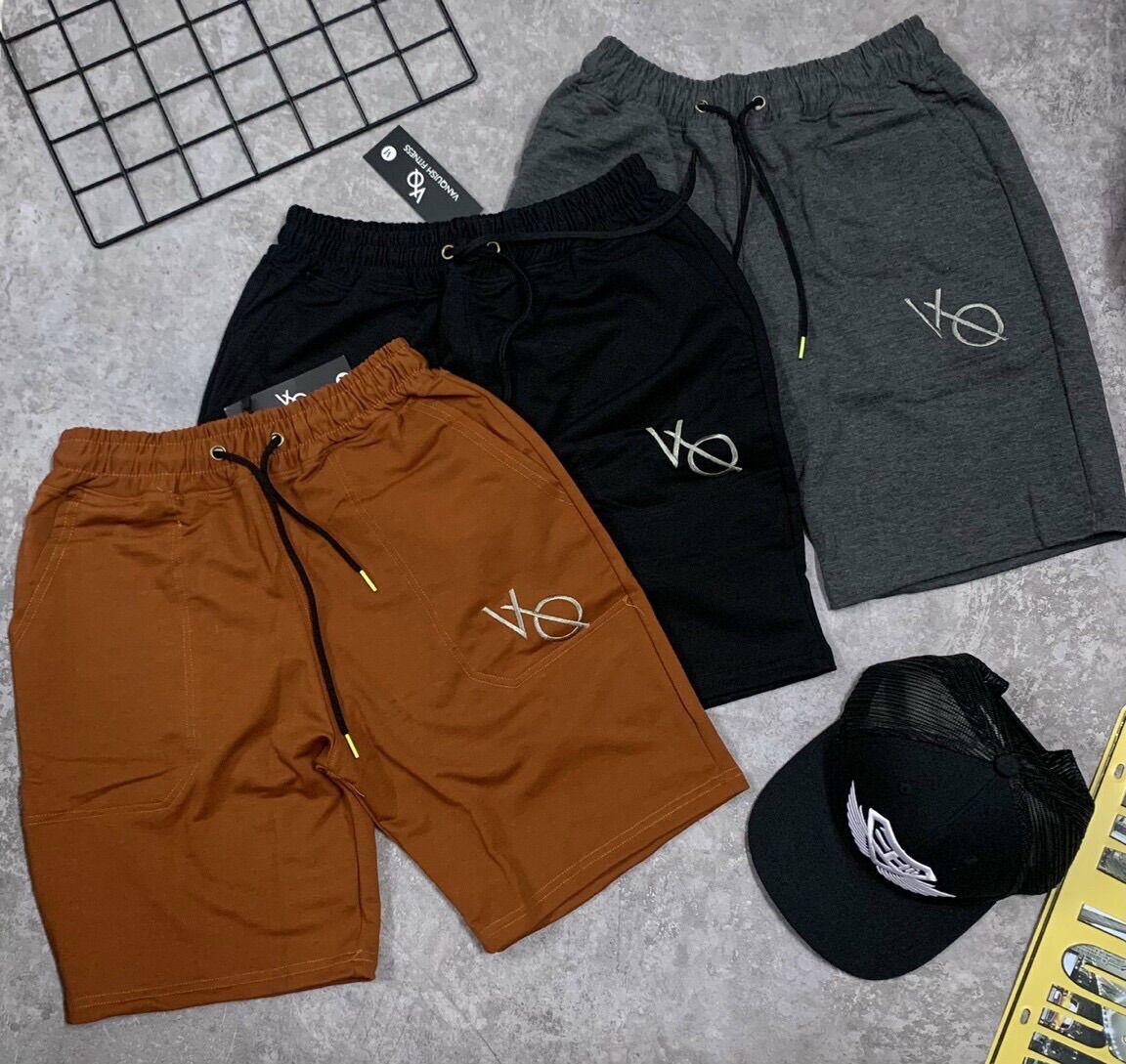 Quần short gym nam vanquish nỉ da cá cao cấp.