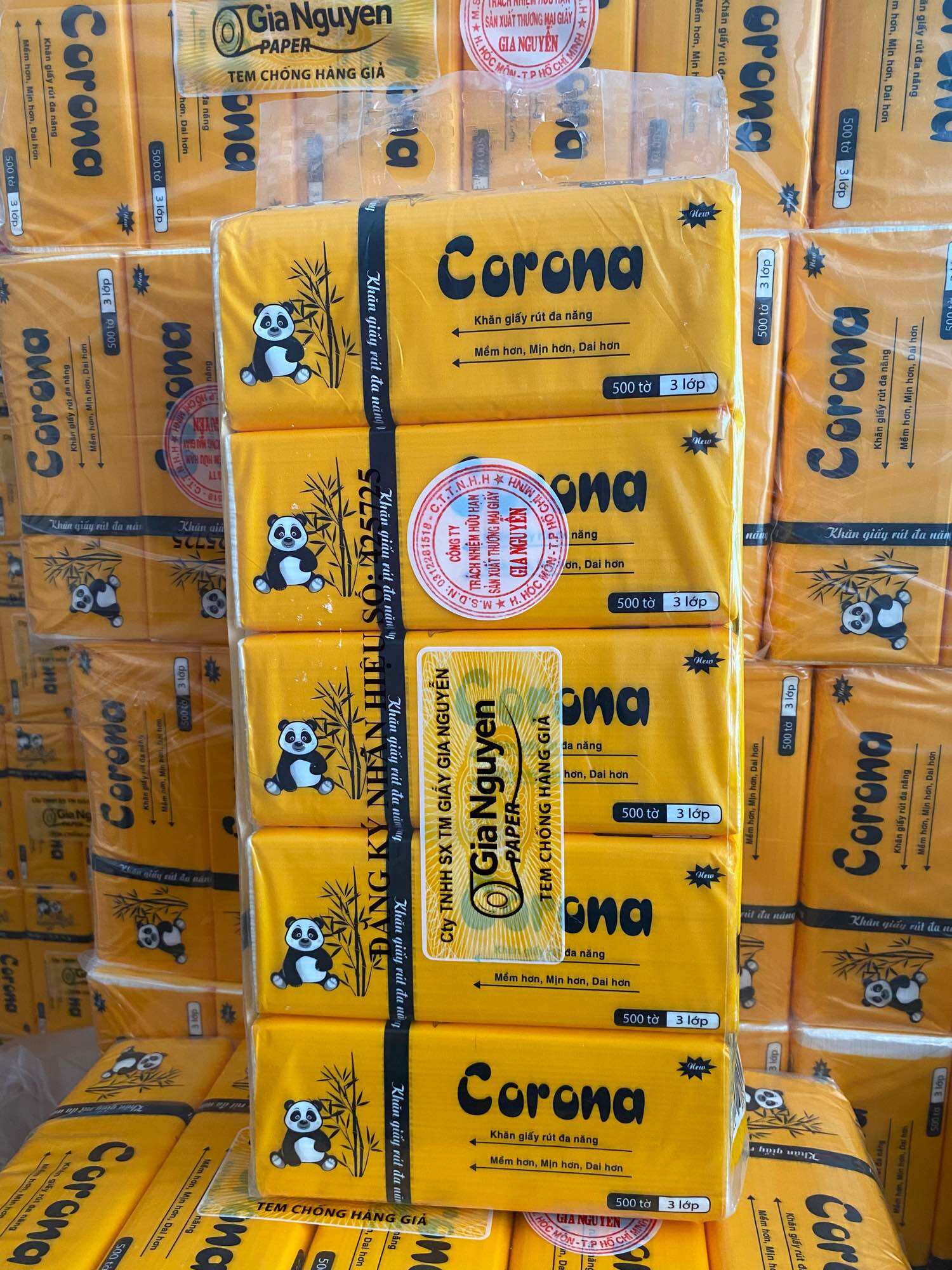 COMBO 10 GÓI GIẤY RÚT LỤA CORONA 500TỜ DAI MỊN
