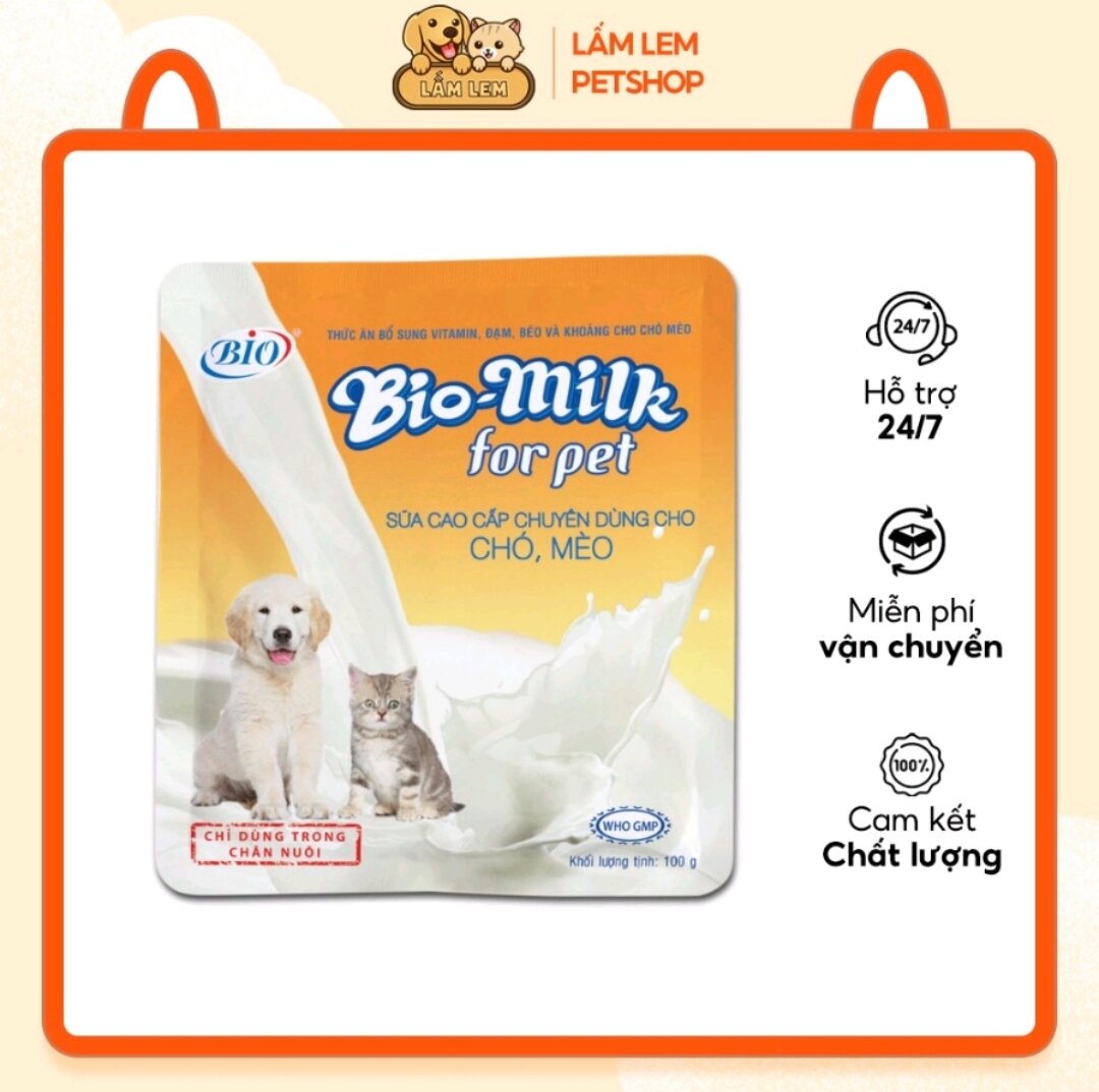 Sữa bột cho chó mèo Bio Milk For Pet gói 100g
