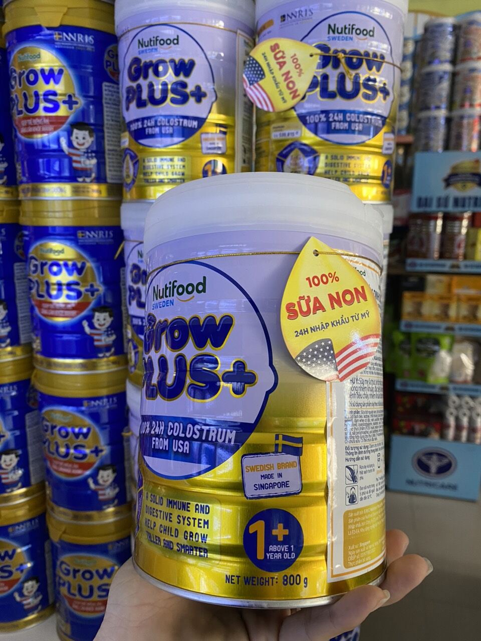 Sữa bột Grow Plus vàng 1+ lon 800g(hình thật)
