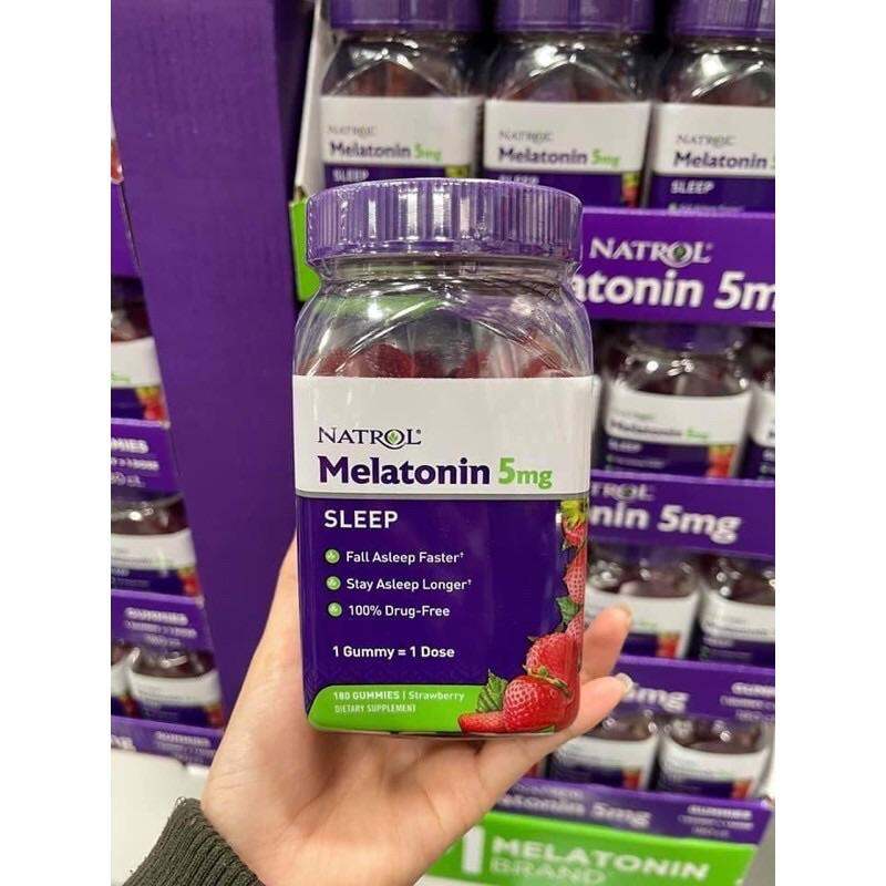 Kẹo ngủ Melatonin Natrol vị dâu Gummies kẹo dẻo ngủ Natrol Melatonin Sleep 5mg 180 viên