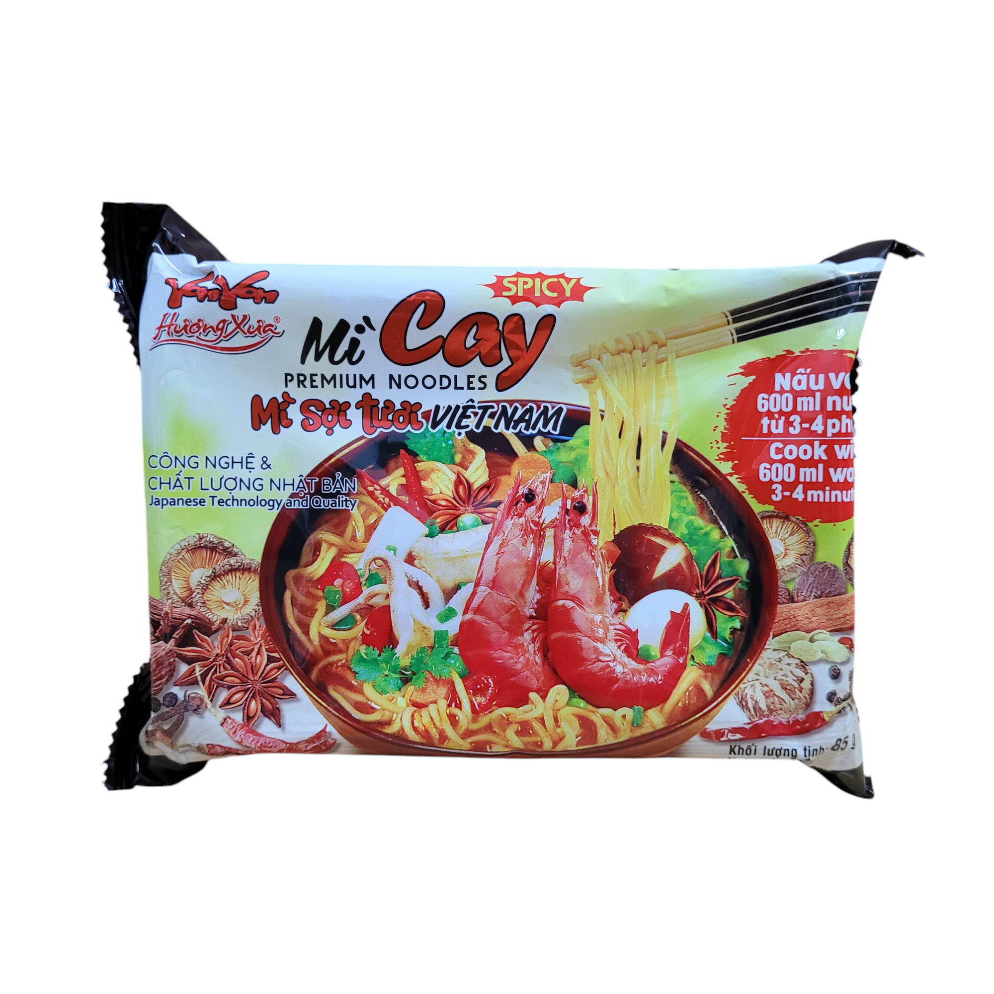 Mì Cay YonYon - Mì Laksa YonYon Hương Xưa mì sợi tươi Việt Nam nấu với 600ml nước từ 3-4 phút gói 85