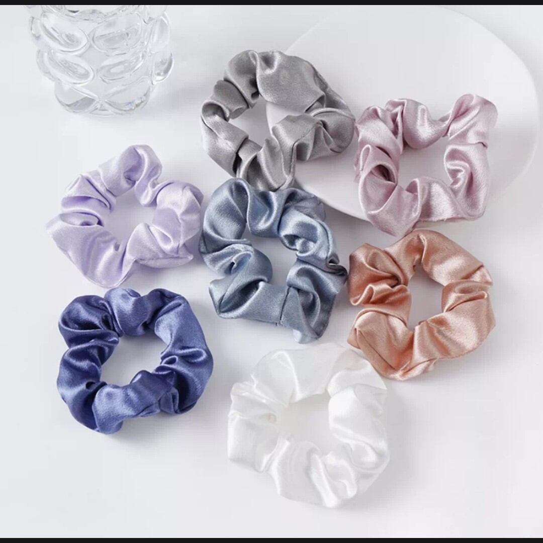 Scrunchies phi bóng cột tóc vải lụa satin sang chảnh