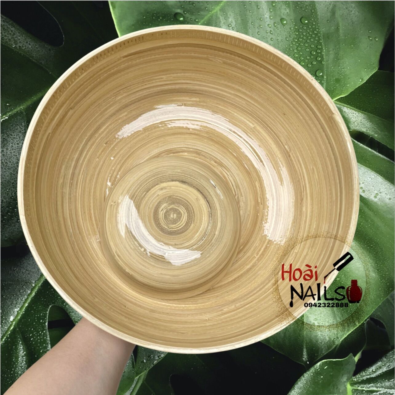 bát ngâm tay, chân làm nail gỗ tre