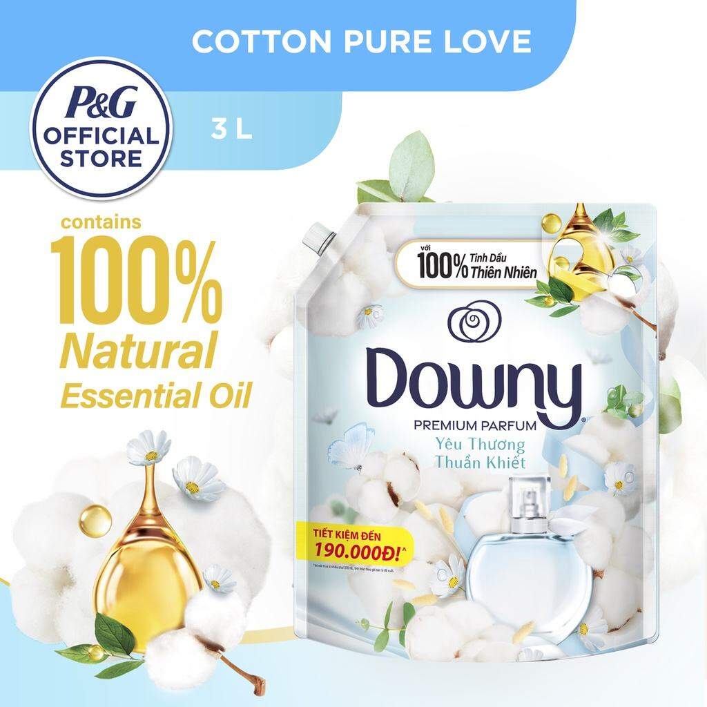 Nước xả vải DOWNY Yêu thương thuần khiết 3L, Downy yêu thương cao cấp túi 3L