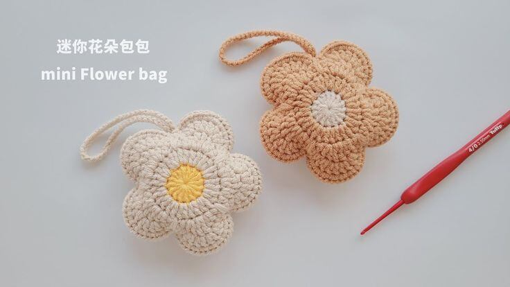 Túi len bông hoa mini/flower pouch ib shop chọn màu