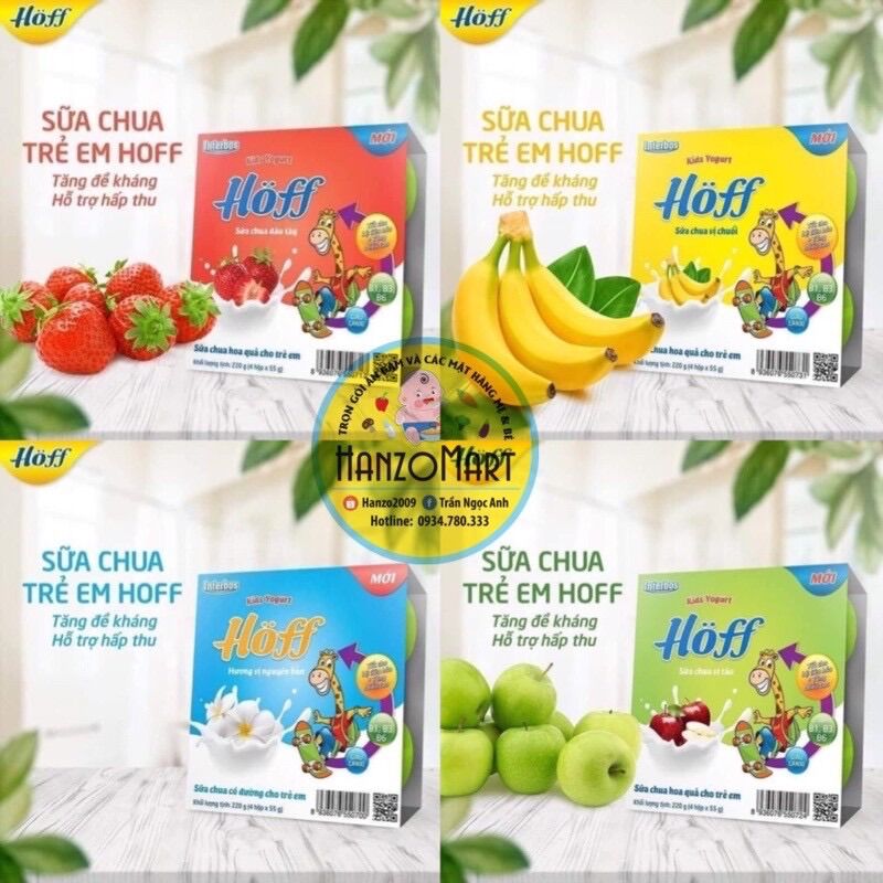 Sữa Chua Trái Cây Cao Cấp Hoff (Lốc 4 Hộp) 6M+