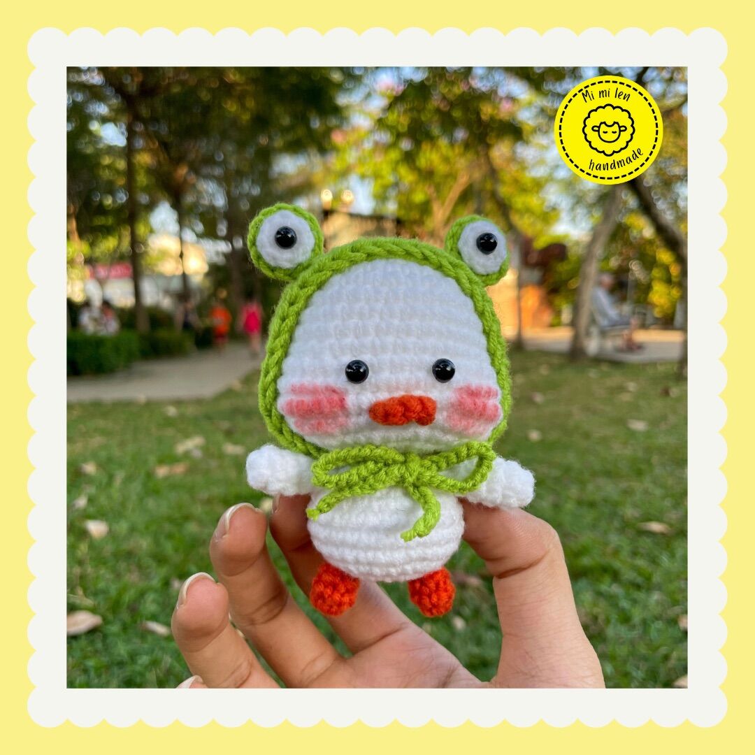 [mimi_len29] Móc khoá bé vịt đội mũ ếch cute đáng yêu