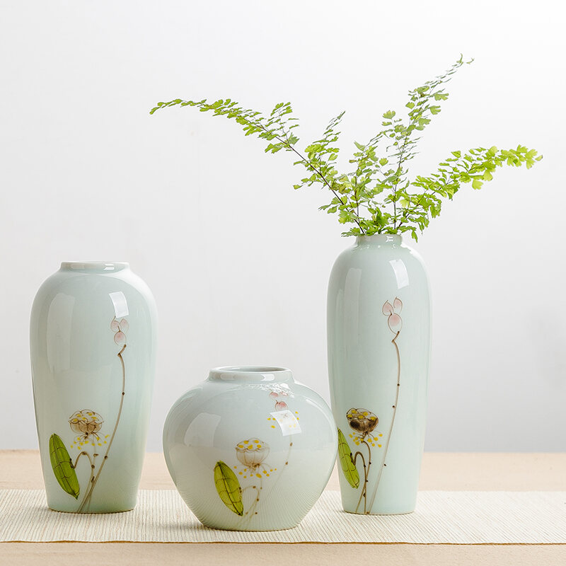 Bình Hoa Vẽ Tay Cảnh Đức Trấn Đồ Trang Trí Gốm Sứ Thiền Đồ Cắm Hoa Nhỏ