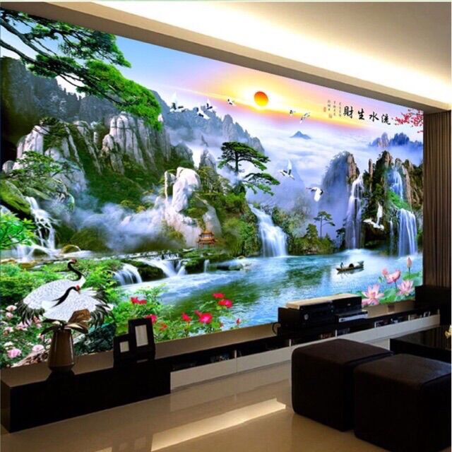 Tranh thêu phong cảnh 150x70cm chưa theu