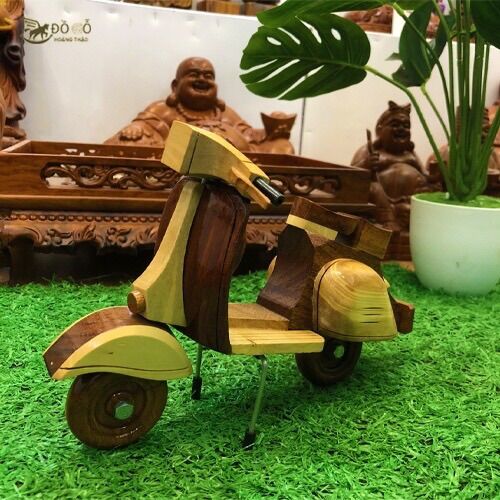 Mô hình xe vespa làm bằng gỗ tự nhiên, gỗ chất lượng cao, trang trí decor