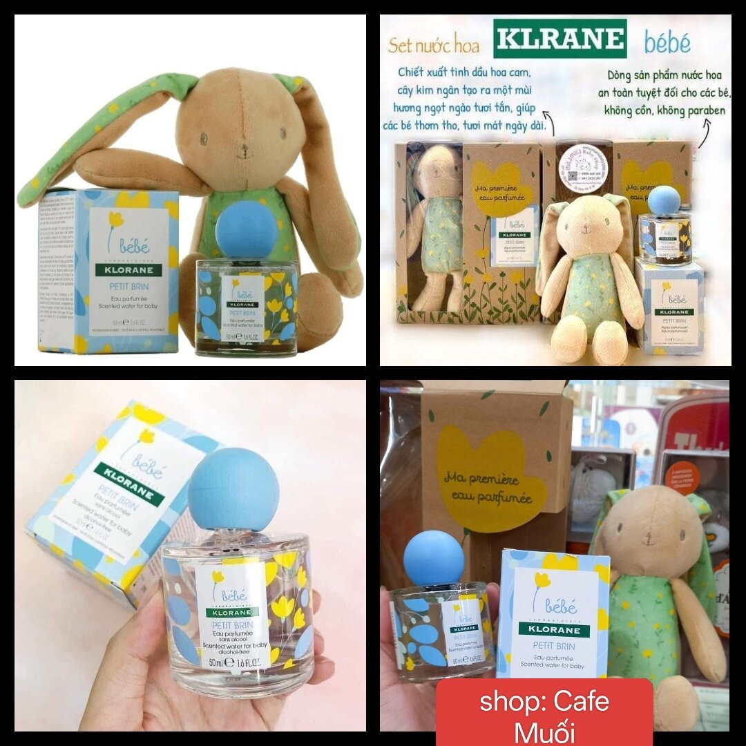 SET NƯỚC HOA CHO TRẺ EM  MÙI HƯƠNG PHÙ HỢP CẢ BÉ TRAI & BÉ GÁI Klorane Bebe 50ml❤ tặng thỏ bông dễ thương