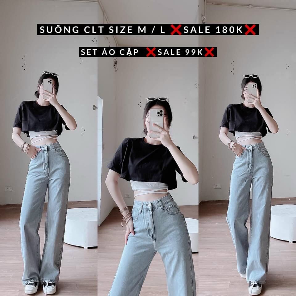 Áo Cặp Croptop Quấn Dây Eo Cá Tính