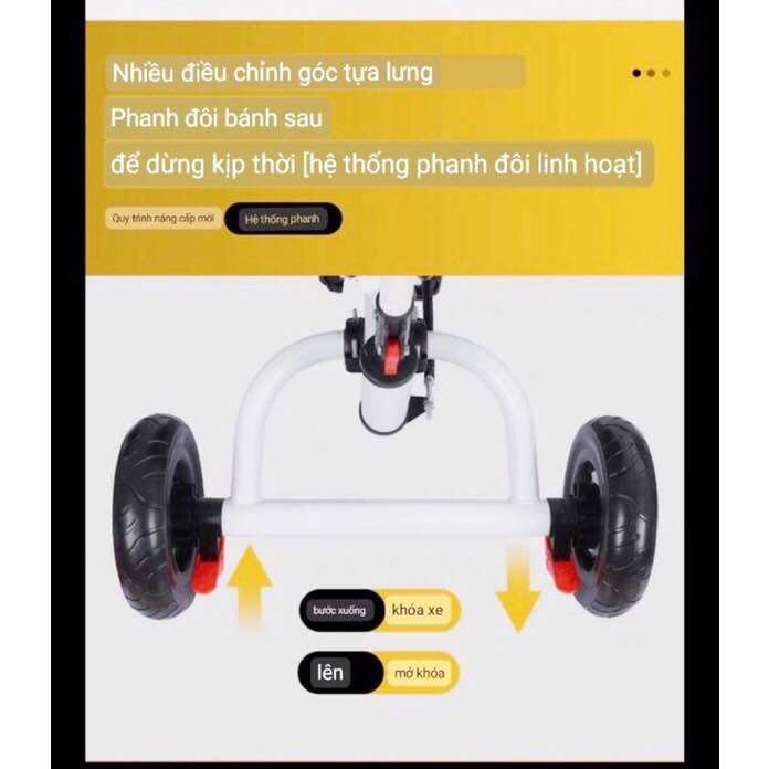 Xe đẩy đôi 3 bánh cho bé ( ghế có lưới thoáng mát) Bánh Cao Su