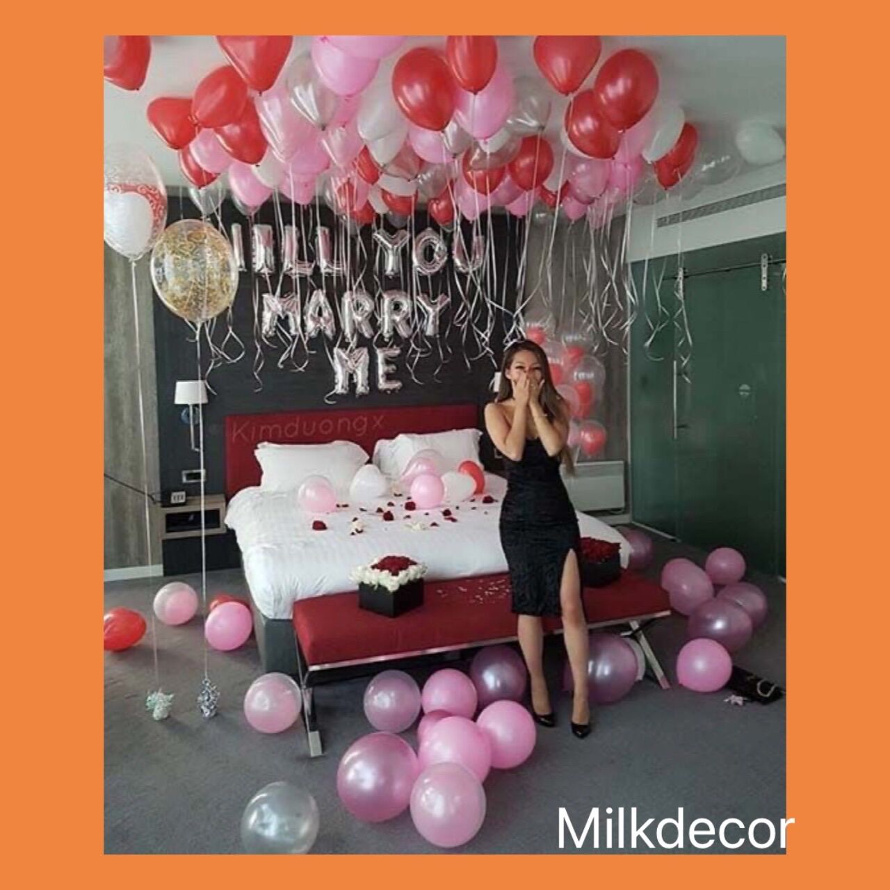 Bộ bóng bay trang trí cầu hôn - will you mary me y01