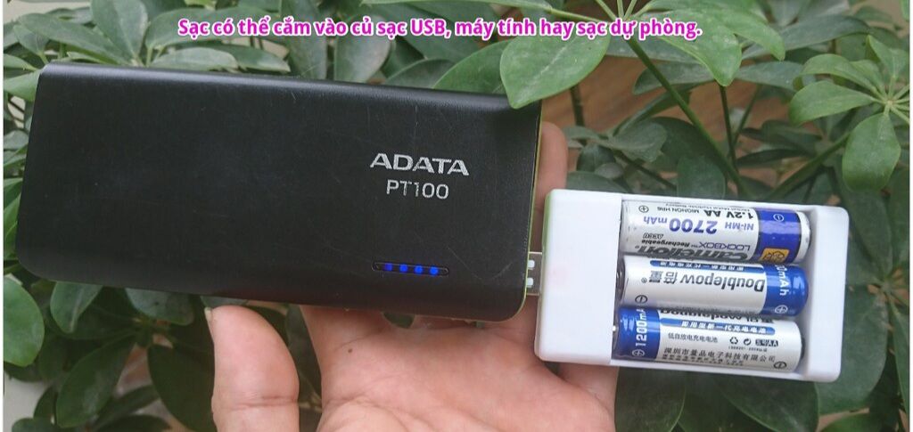 Sạc pin 2a (sạc pin tiểu, sạc pin AA) cổng USB nhỏ gọn